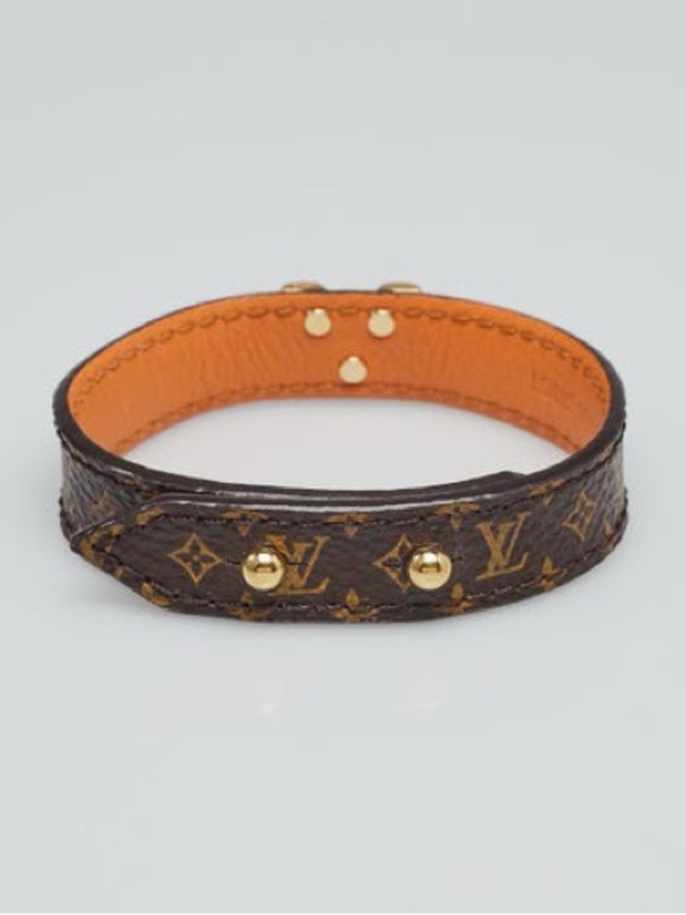 New Authentic Louis Vuitton Brown Monogram Bracelet with Gold V Clasp - Picture 3 of 4